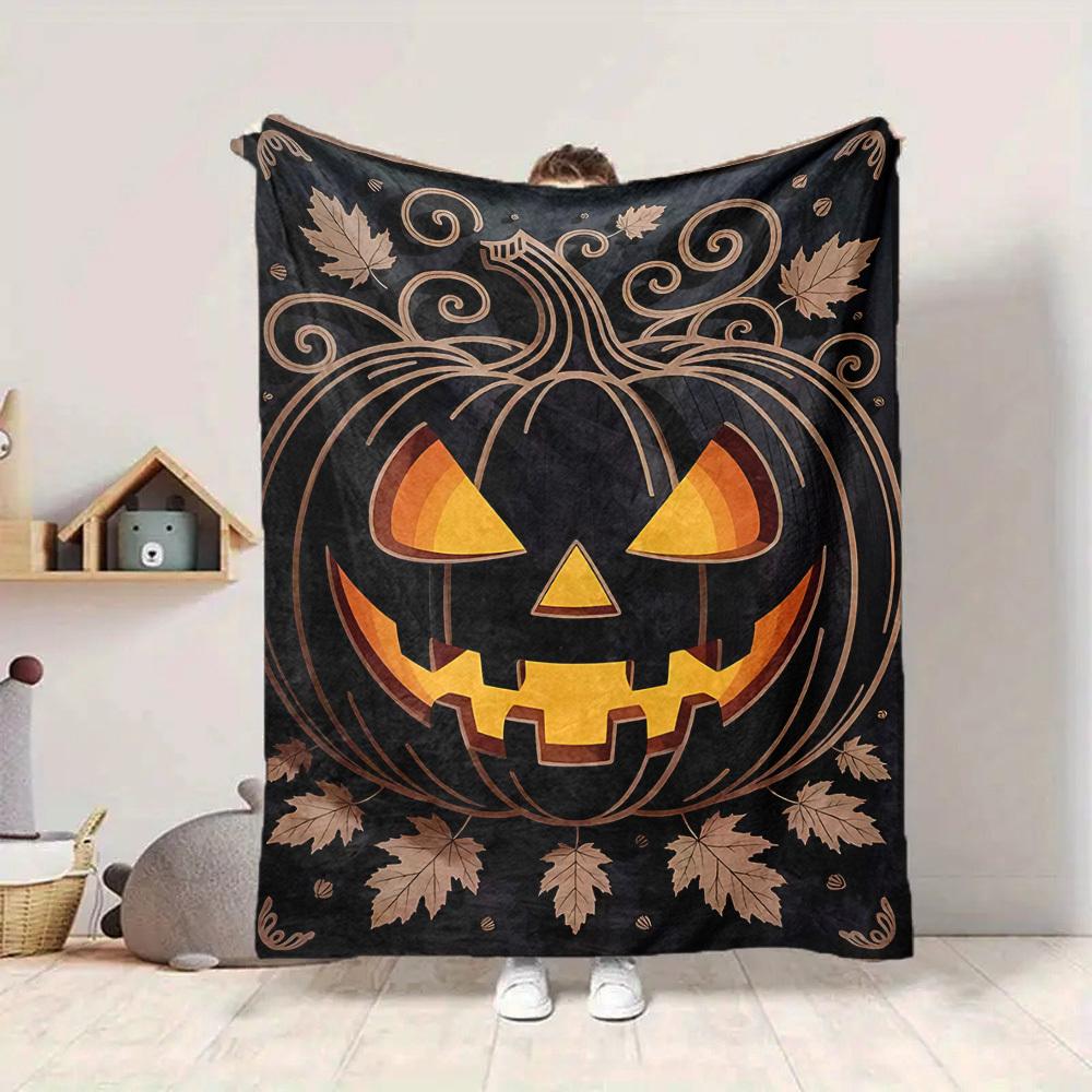 1PC Pumpkin Lantern Blanket, Throw For Sofa, Bed, Travel, Camping, Livingroom, And Bed, Printing Blanket With Soft And Warm Fabric yy250918155