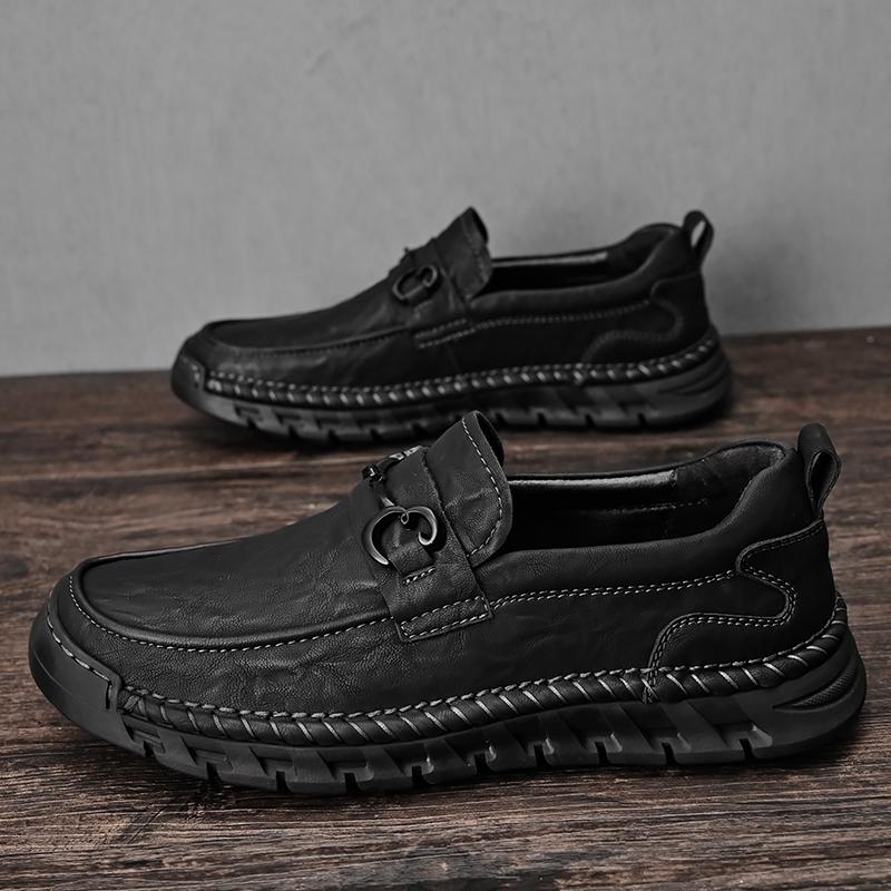 Klassische handgefertigte lässige Lederschuhe Herren-Loafer, bequeme Mokassins, flache Herrenschuhe, echtes Leder, Herrenschuhe
