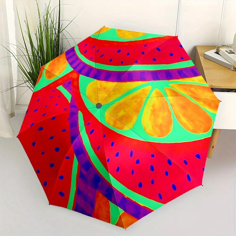 1pc Fruits Pattern Automatic Open, Sturdy Iron Frame, Compact Folding Design, All-Season Portable Umbrella for Women & Men, Outdoor Umbrella