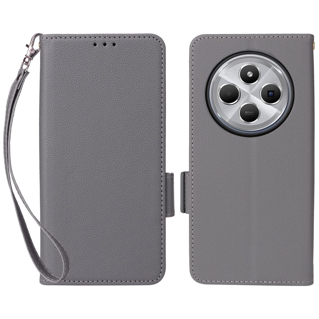 For Xiaomi Poco C75 4G/Redmi 14R 5G/14C 4G/A4 5G Case with Wrist Strap Litchi Texture PU Leather Wallet Phone Cover