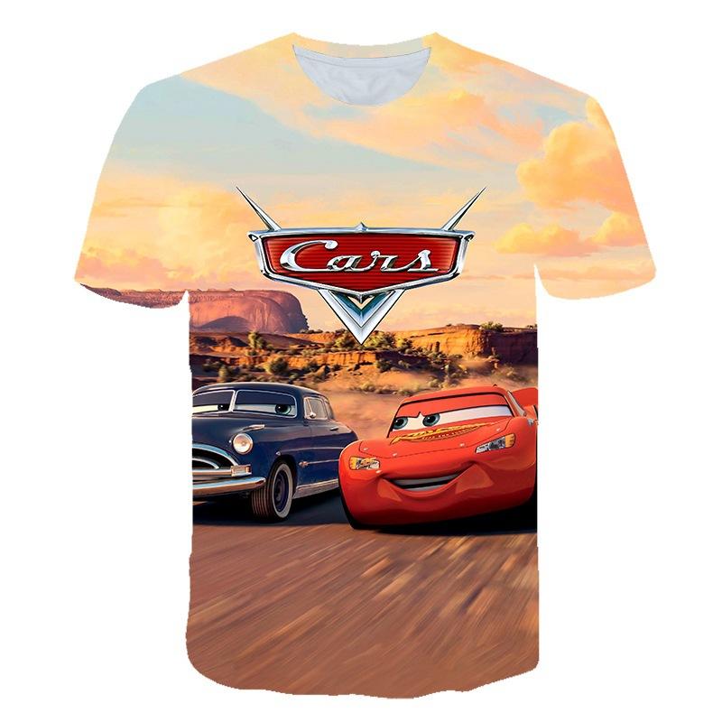 2024 new sports, short sleeves, animation, racing story 3D digital printing children's T-shirt