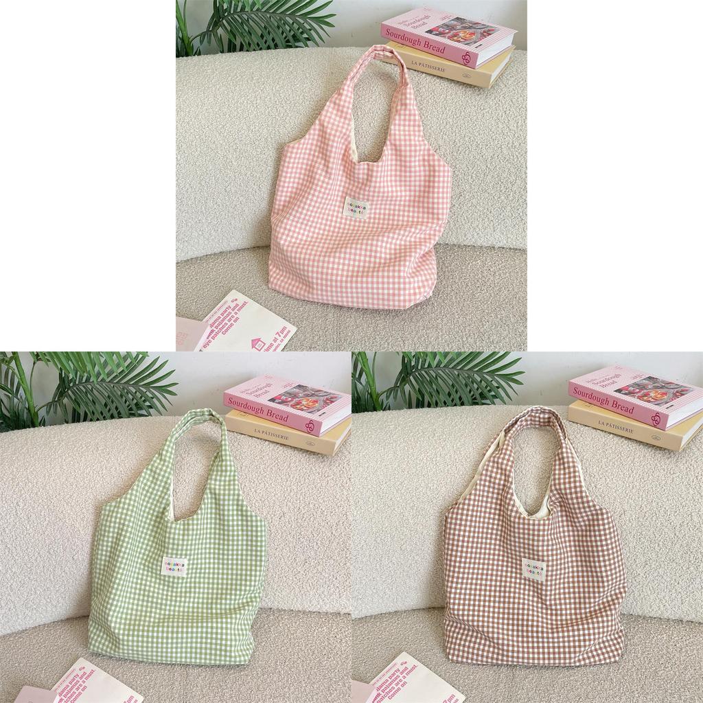 Casual Polyester Tartan Shoulder Bag With Inner Zipper Pocket For Daily Use
