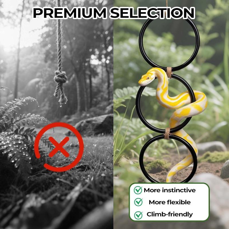 Reptilien Kletterring Hängespielzeug Flexibler Schwarzer Kreis Kletterrahmen für Schlange Bartagame Eidechse Terrarium Dekor Geschenk