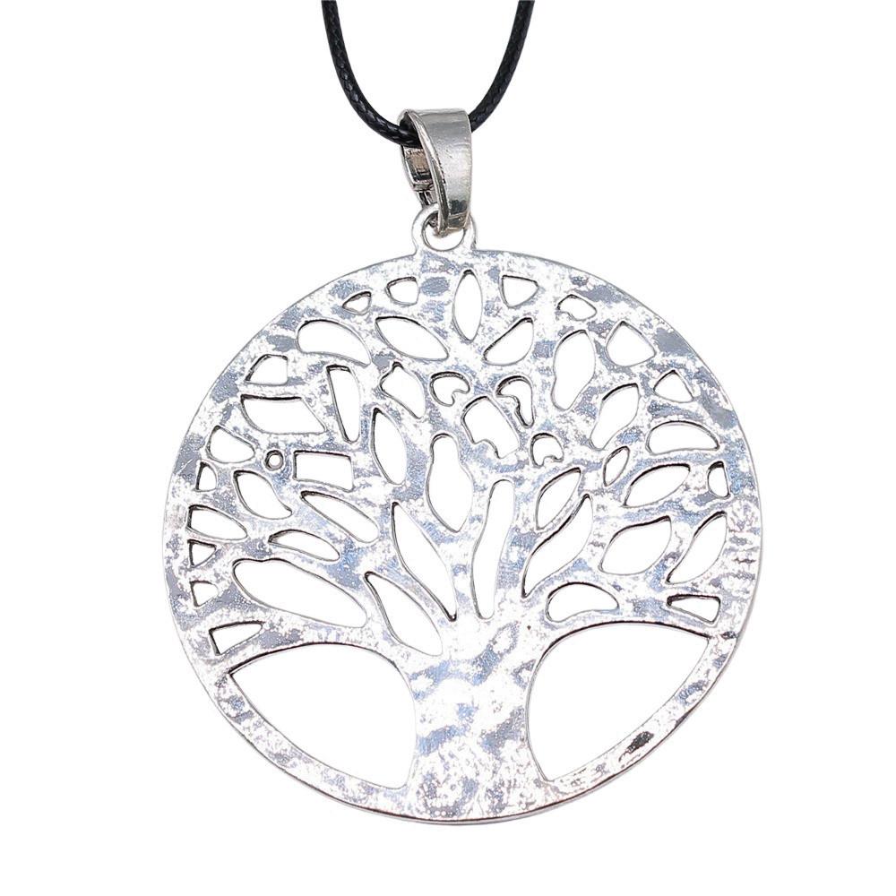 Antieke Levensboom Hanger Ketting Natuur Boho Statement Sieraden 45cm Leren Ketting