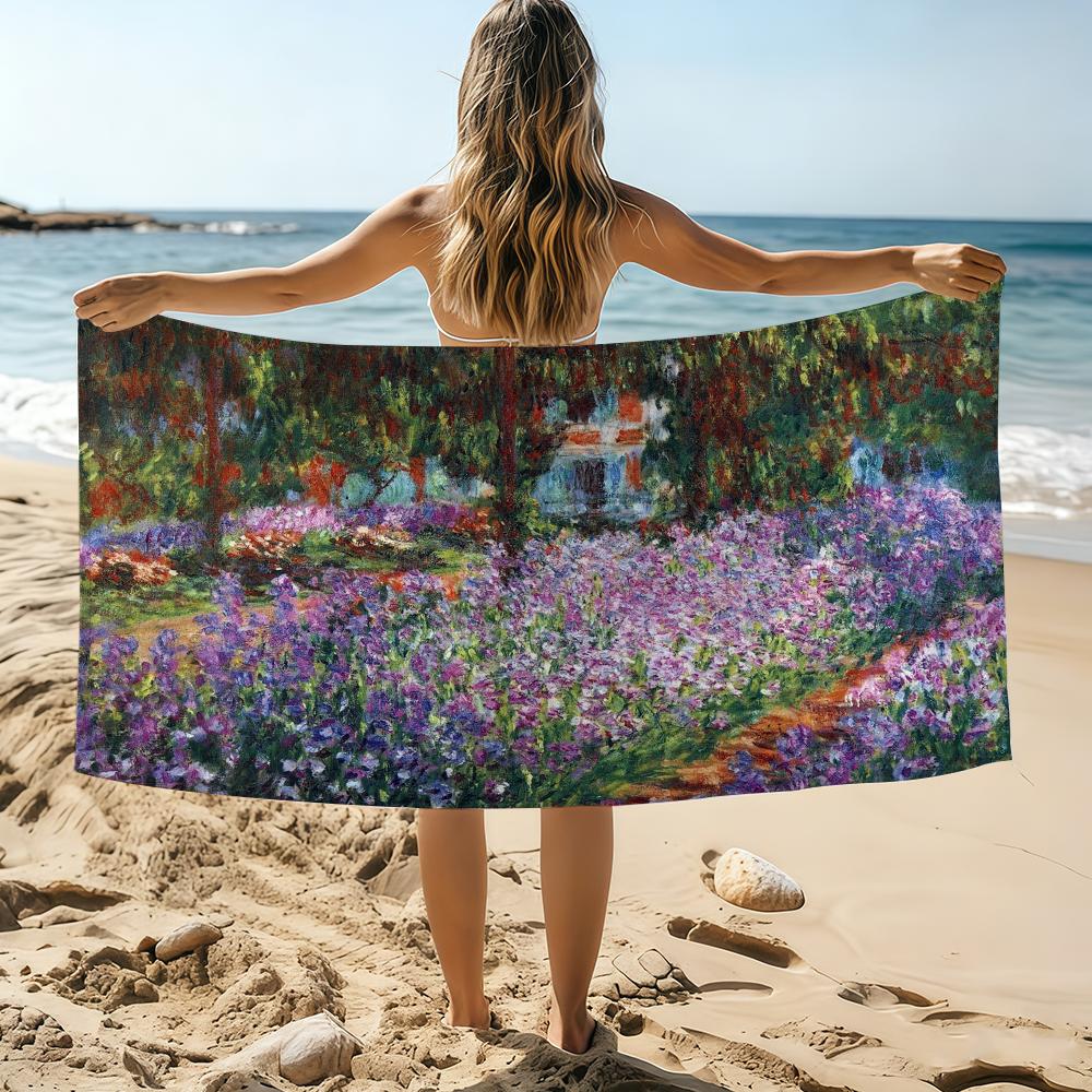 C-Claude M-Monet Impressione Alba Asciugamano Asciugamano da Spiaggia Sovradimensionato Asciugatura Rapida Asciugamano Assorbente Morbido Asciugamani da Piscina e Spiaggia per Uomini Donne