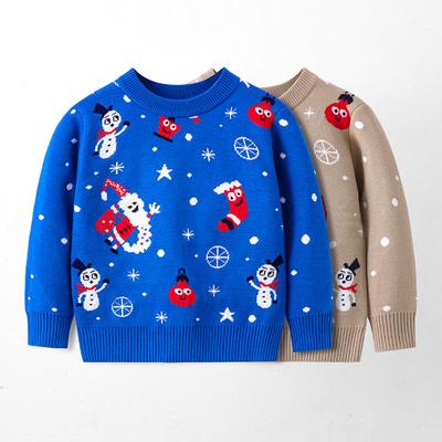 Moda Autunno e Inverno Maglione Pupazzo di Neve Cartone Animato Bambino Fondo Pullover Top in Maglia