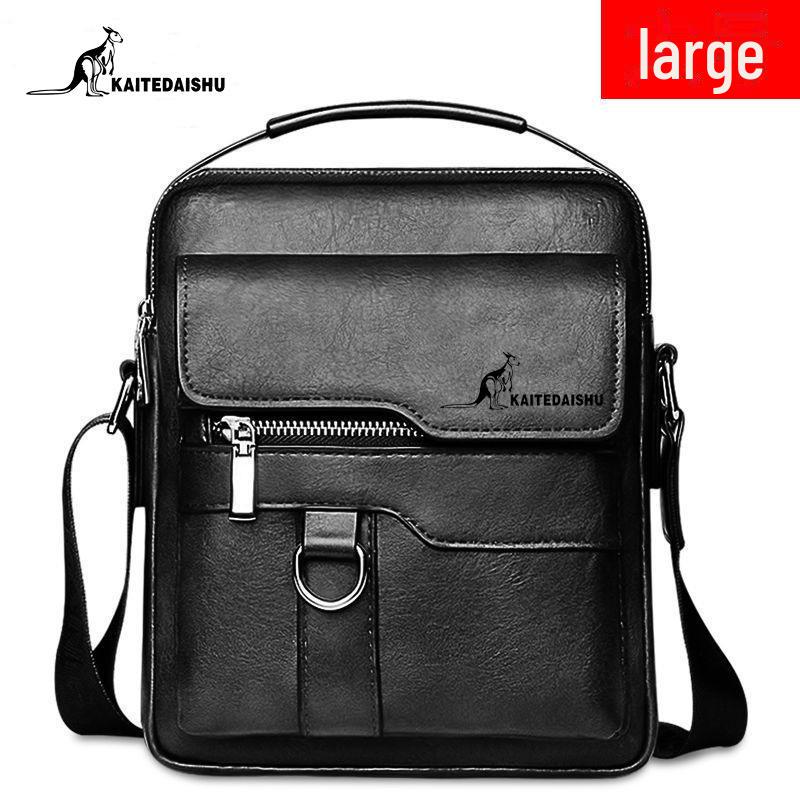 

Мужская вертикальная сумка через плечо и портфель-мессенджер из натуральной кожи Large чёрный