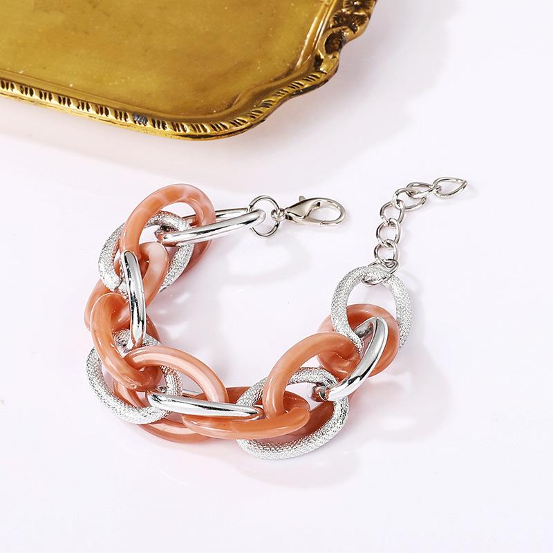 Accessories, Acrylic Leopard Geometric Colored Aluminum Chain Bracelet, Hip Hop Rough Jewelry For Women