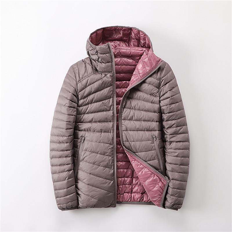 2024 Lightweight Reversible Hooded Down Jacket for Women - Plus Size