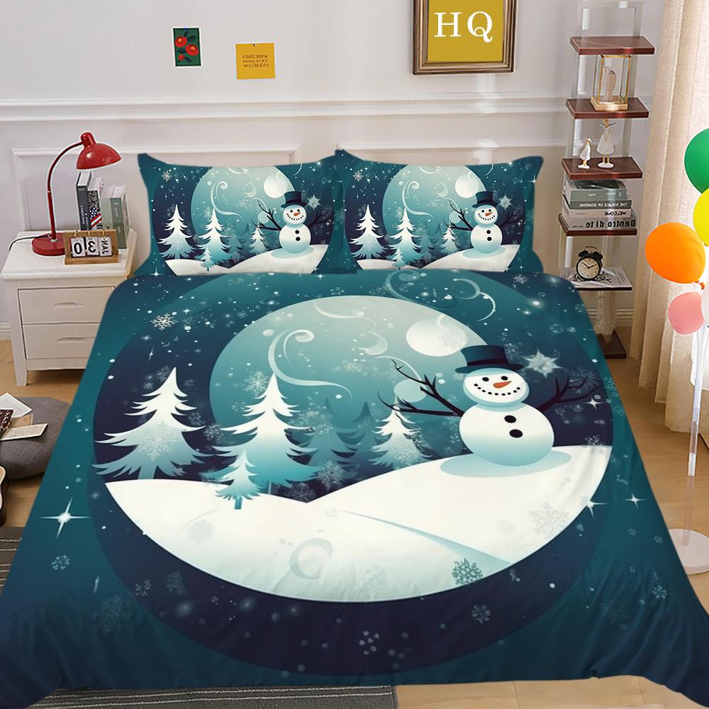 

Рождественская цифровая печать 3D-печать полиэстеровая наволочка пододеяльник набор из двух или трех предметов EU Single 135*200