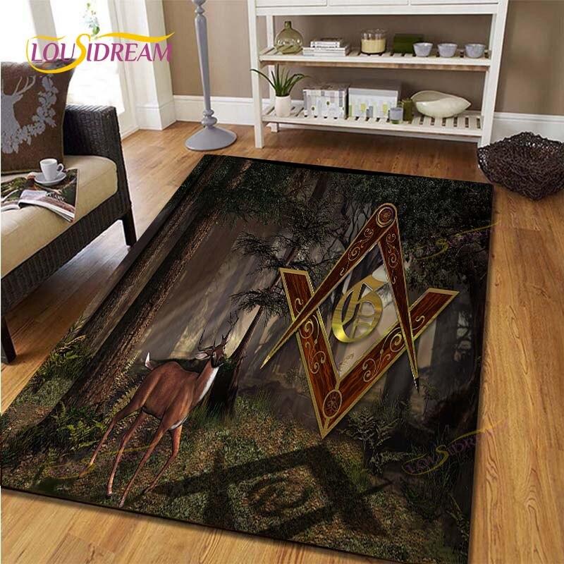 Masonic Carpet Freemason Illuminati Ring Floor Mat Living Room Carpet Indoor Area Soft Flannel Play Mat Area Rug Kawaii Rug