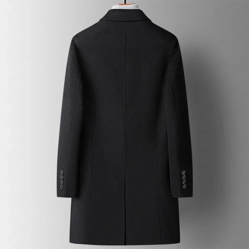 Brand New 100 Wool Lapel Double-Faced Tweed Coat Men's Long Down Detachable Liner Wool Coat Overcoat for Male
