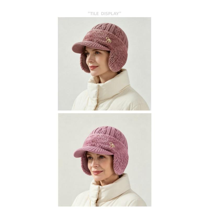 Women S Winter Fleece Knit Earflap Cap For Middle Aged Moms