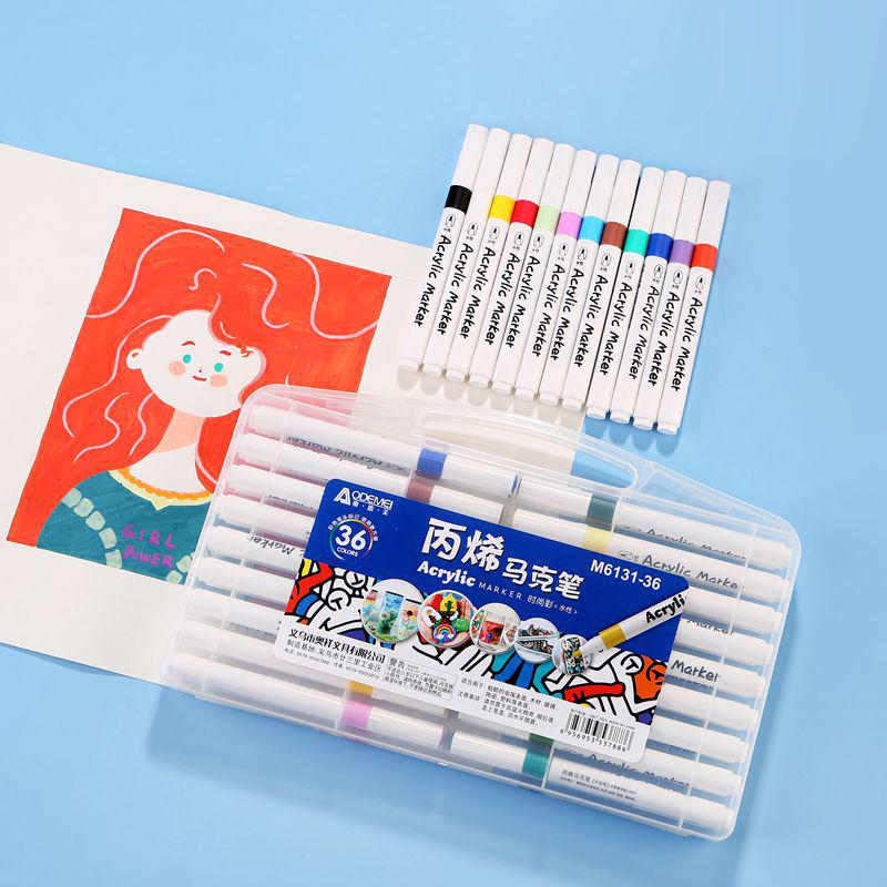 36-Color Acrylic Markers for Primary School Art Projects: Multi-Color Pens for Journaling and Coloring