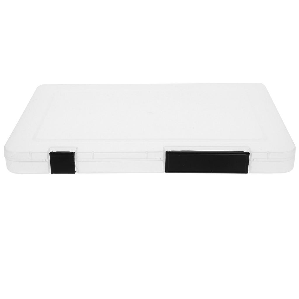 A5 Document Organizer Box Black Button Closure Clear Plastic Storage Box Slim Portable File Holder Office Scrapbook Paper