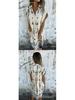 European & American Summer Casual Short-Sleeved Cotton Linen Shirt Dress with Pocket Print for Women