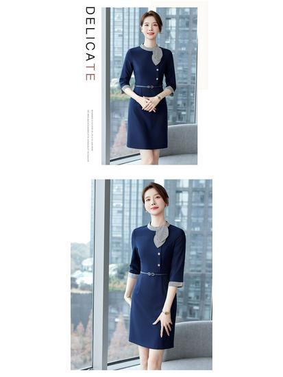 2024 Elegante Professionelle Arbeitskleidung für Frühling & Herbst: Kleid im Göttinnen-Stil für Verkaufs-, Empfangs-, Schönheitssalon- und Flugbegleiterrollen