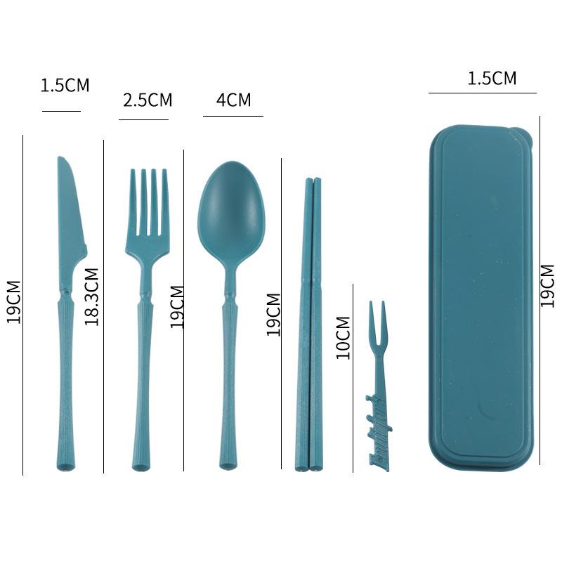 Compact Travel Camping Waist-High Seven-Piece Cutlery Set