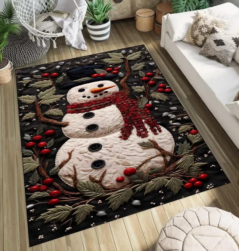 

Santa Claus Sleigh Christmas Rug with Reindeer Festive Holiday Carpet Merry Christmas Red Floor Mat for Home Decoration Mats 40x60cm