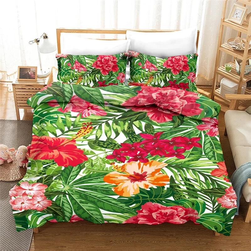 Comforter 100% High Quality S Tropical Rainforest Flowers Bedding Set Eu Double 200X200 Cm Queen King Bed Sets