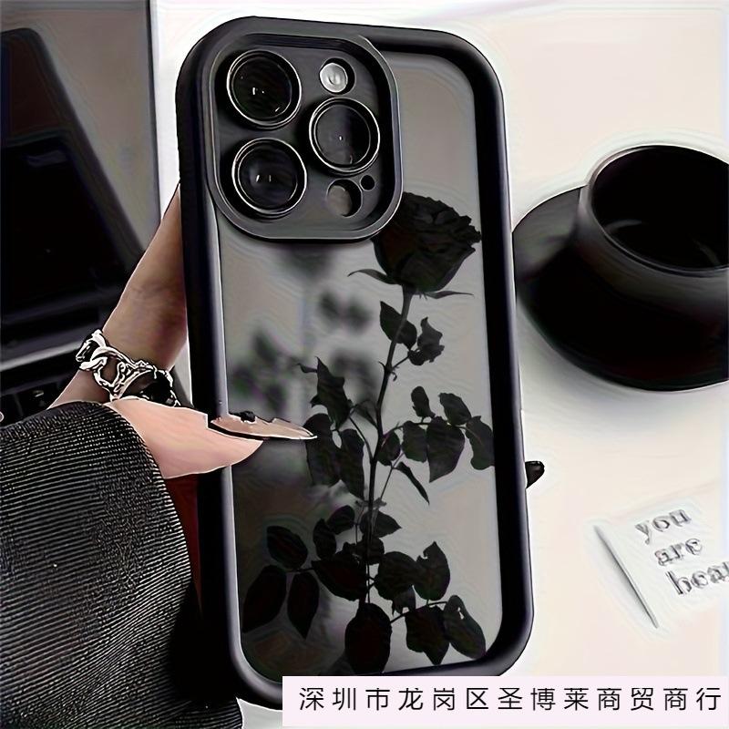Fuzzy Black Rose Is Suitable for Apple 16 Mobile Phone Case iPhone13/14 Diablo 11Pro Silicone 12 Anti-drop XS