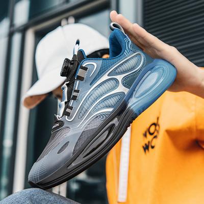 Men's Shoes New Trend Rebound Shock Absorption Soft Sole Rotating Button Free Lace-free Summer Breathable Mesh Sports Shoes
