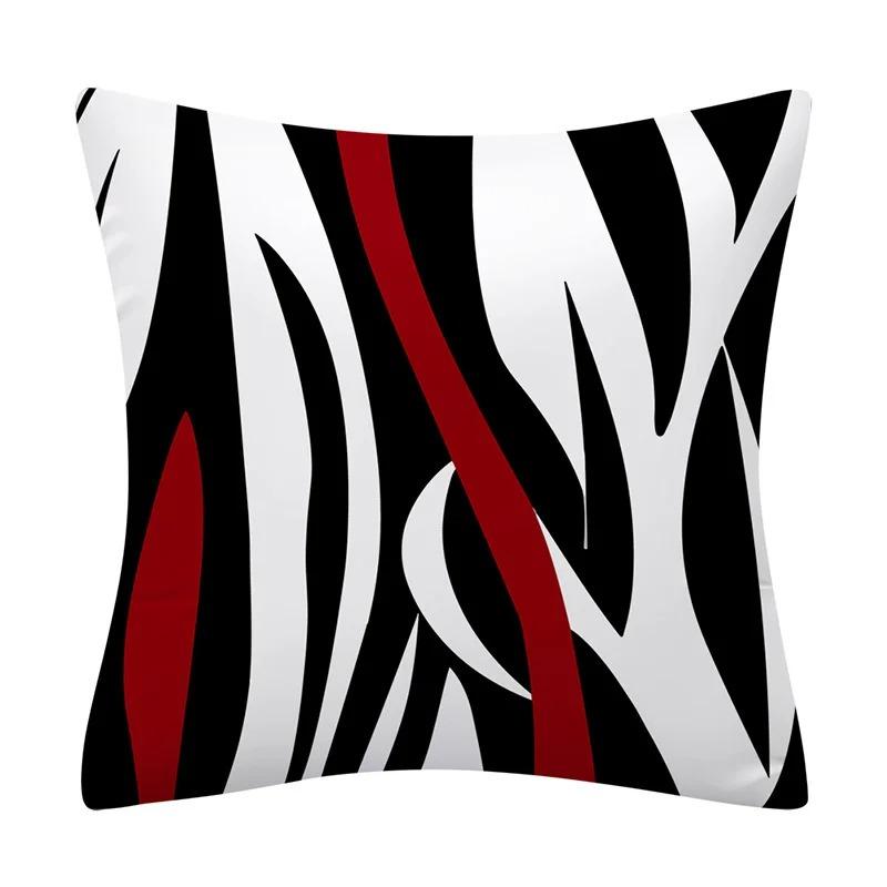 Geometric Red and Black Wave Decorative Pillowcase Car Ornaments Office Living Room Sofa Home Pillowcase