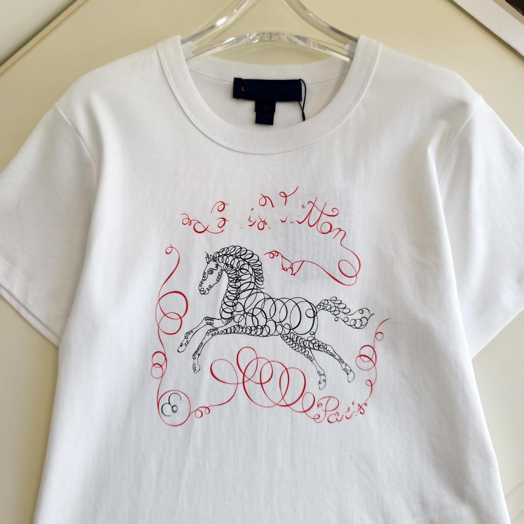Nanyou Women's High-Quality Little Horse Embroidery Round Neck Short Sleeve T-shirt
