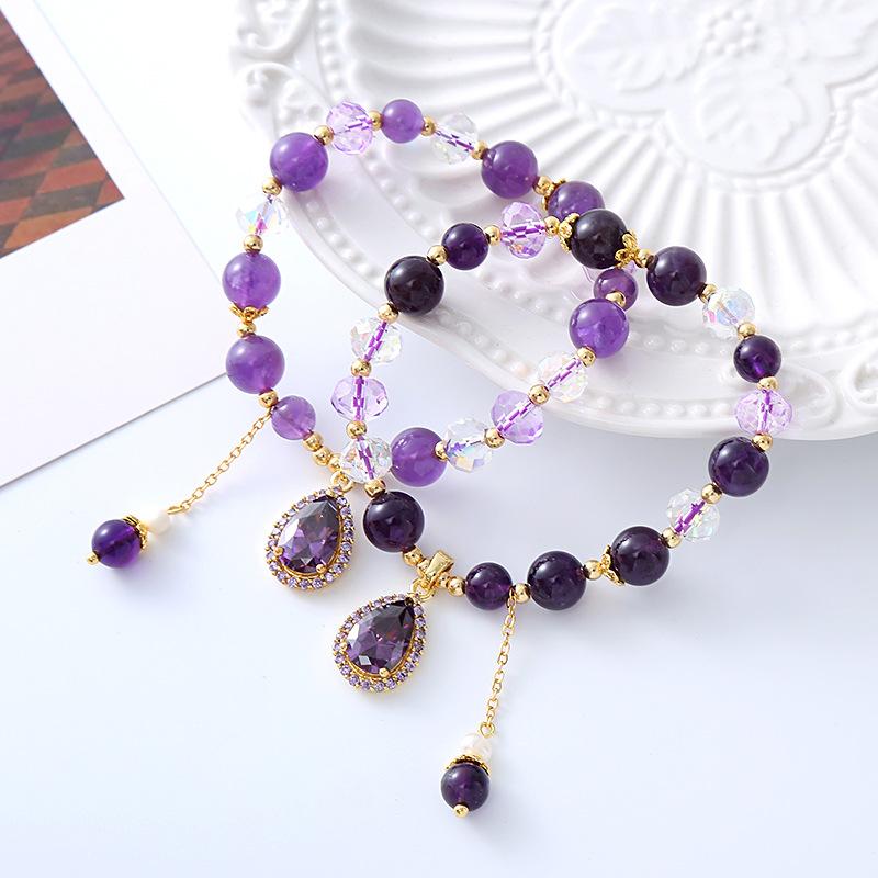 Natural Amethyst Bracelet Bangles Women Fashion Jewelry Accessories Gift