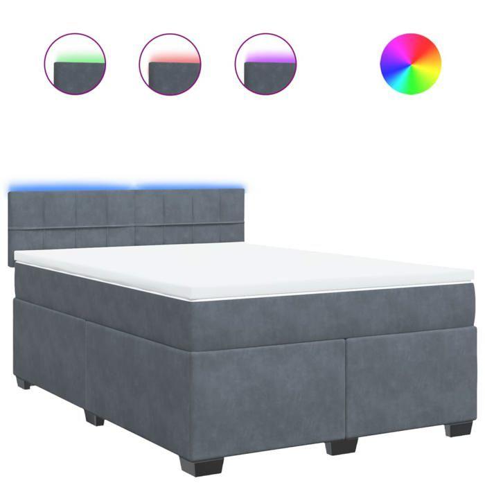 Maison Exclusive - Sommier à lattes de lit et matelas Gris foncé 140x190cm Velours