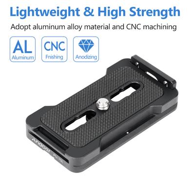 Placa de Liberación Rápida PU-70L Placa QR Tornillo de Montaje de 1/4 de Pulgada Compatible con Arca