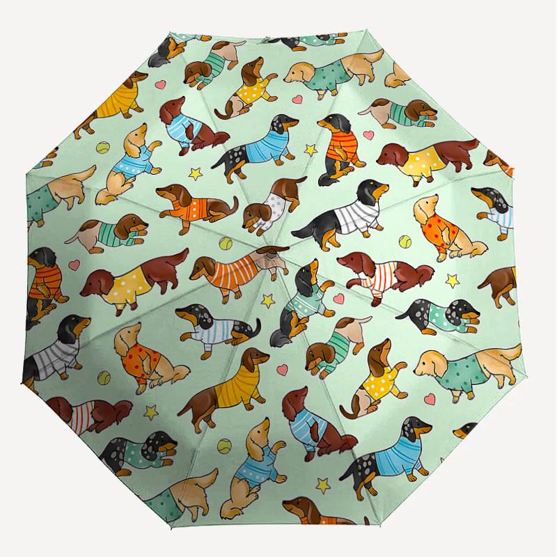 1PC Dachshund Pattern Umbrella-8-Rib Reinforced, Automatic Open, Lightweight & Durable, Cute Fashion Accessory for Outdoor-P70