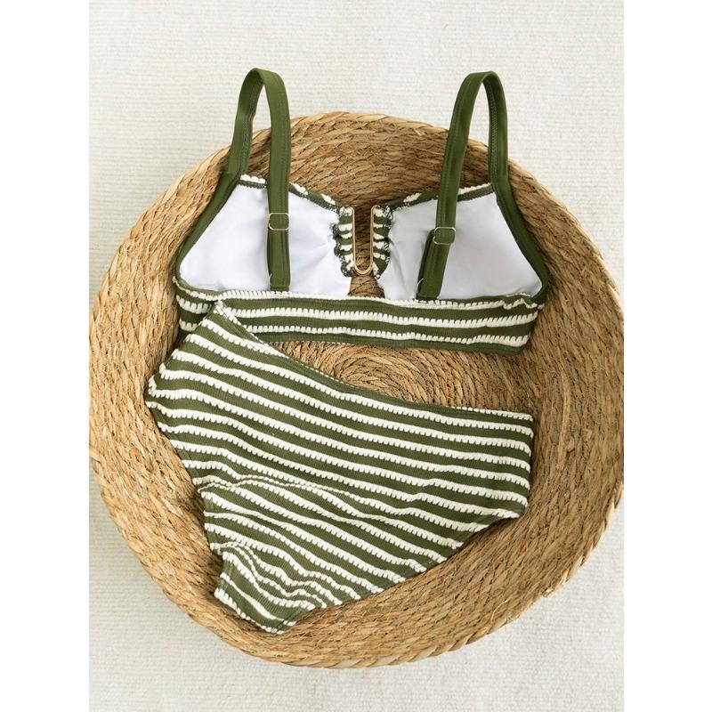 Women S Striped Split Bikini Set Sexy Beach Swimwear