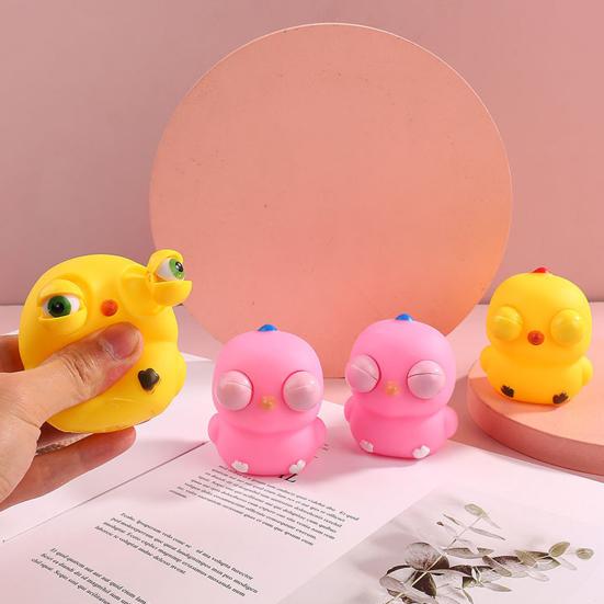 Chick Squeeze Toy Eye-popping Chicken Anti-stress Toy Funny Eyeball Burst Doll Stress Relief Toy Creative Cartoon Soft TPR Pinch Toy