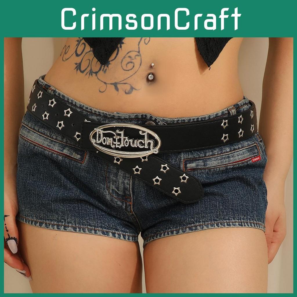 Punk Pu Belt With Letter Design Alloy Buckle And Water Diamond Decor Casual For