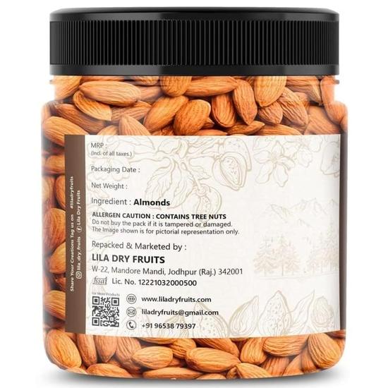 LILA DRY FRUITS California Almonds 200 Grams | Raw and Natural Badam for Healthy Snacking | Almond for Cooking, Dieting & Breakfast