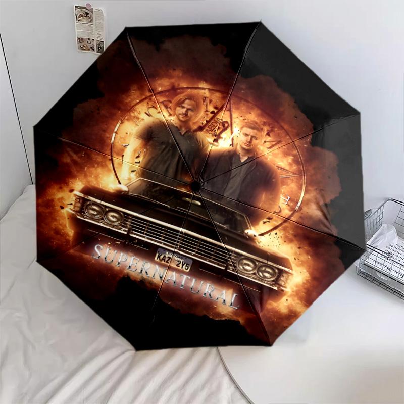 1 PC Automatic Folding Umbrella - Supernatural Pattern Portable Foldable Design With 8 Ribs Christmas Birthday Gifts