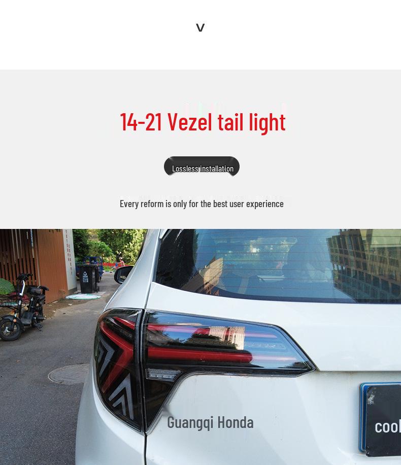 LED Tail Light Assembly with Flowing Turn Signal for 15-22 Honda Vezel - Reversing & Daytime Running Lights