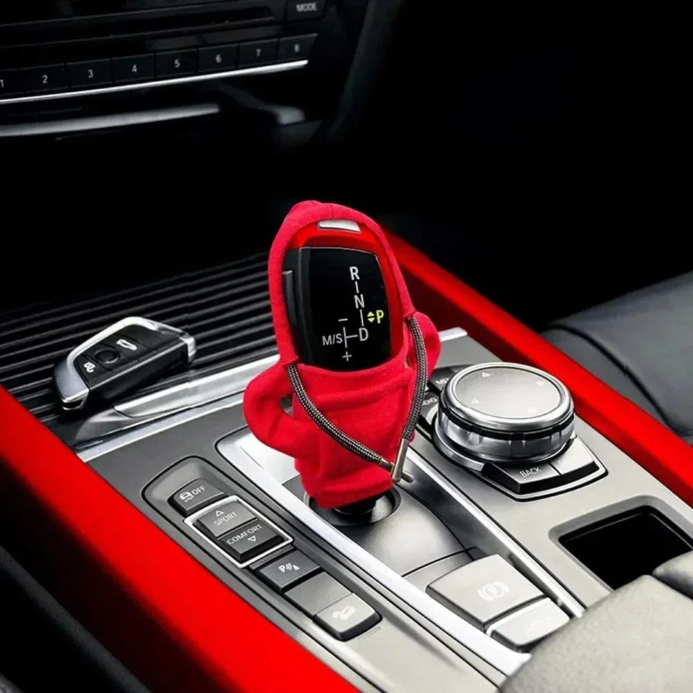 

Car Gear Shift Hoodie Cover Shift Cover Gear Handle Decoration Fits Manual Automatic Universal Car Shift Lever Interior Decor червоний