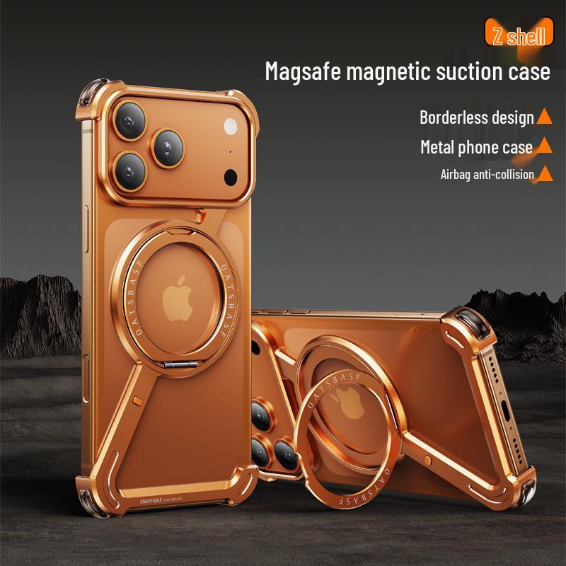 

New Z Case for Apple 17PROMAX: Bezel-less, Magnetic, Metal, Rotatable Stand 17Pro Max чорний