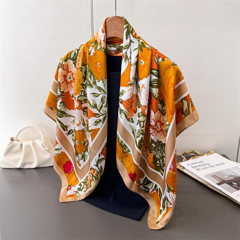 Korean Style Luxury Printed Large Square Scarf For Women