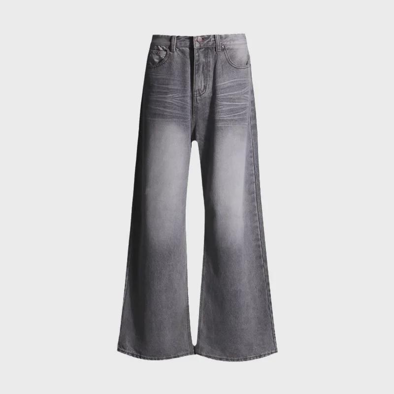Women's 2025 High-Waist Gray Wide-Leg Jeans - New Retro Spring Style Loose Straight Pants