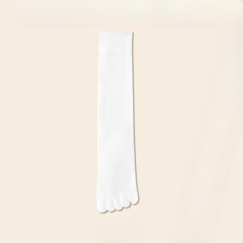 

Женские осенние дезодорирующие влагоотводящие носки с пятью пальцами до икры из хлопка 1 pair белый