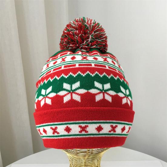 2Pcs/Set Winter Hat Scarf Set Knitting Technology Nordic Style Snowflake Pine Tree Pattern Fur