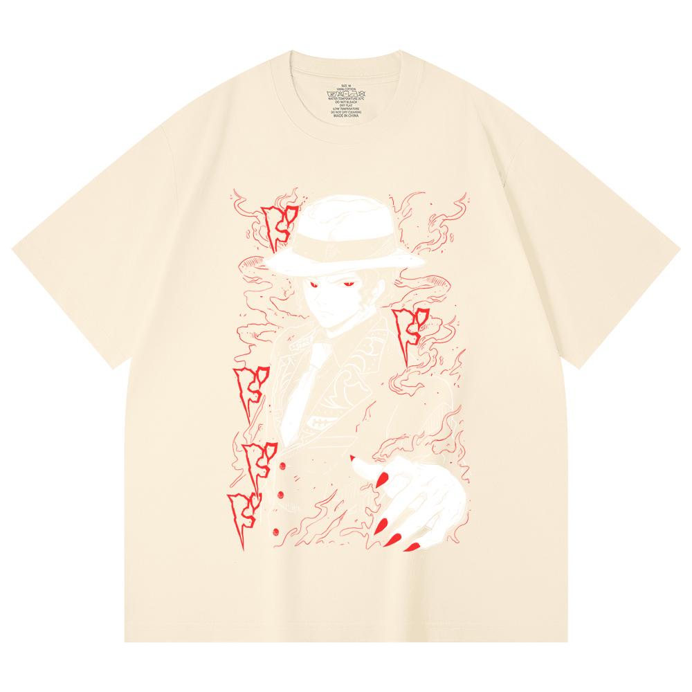 

230 Gsm 100% Cotton Demon Slayer V37 Muzan Print Unisex Heavy Cotton T Shirt XS абрикосовый