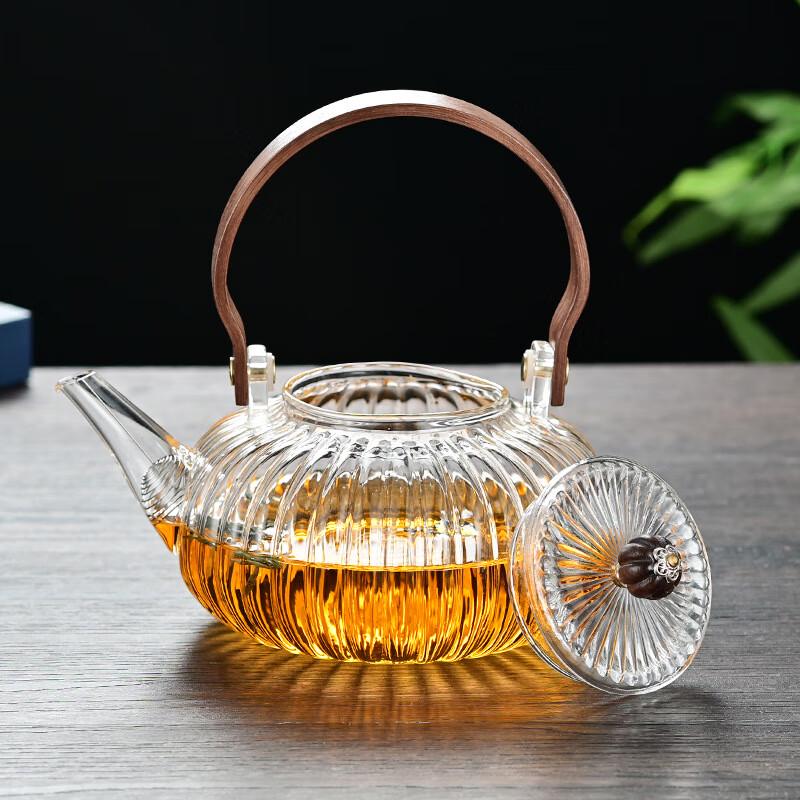 Striped Pumpkin Glass Teapot