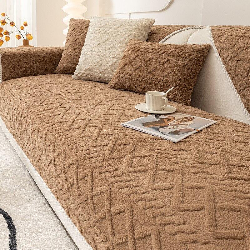 Morse Soft Winter Warm Plush Sofa Covers Slipcovers Sofa Toalha Antiderrapante Capa de Sofá para Sala de Estar 1 2 3 4 Lugares
