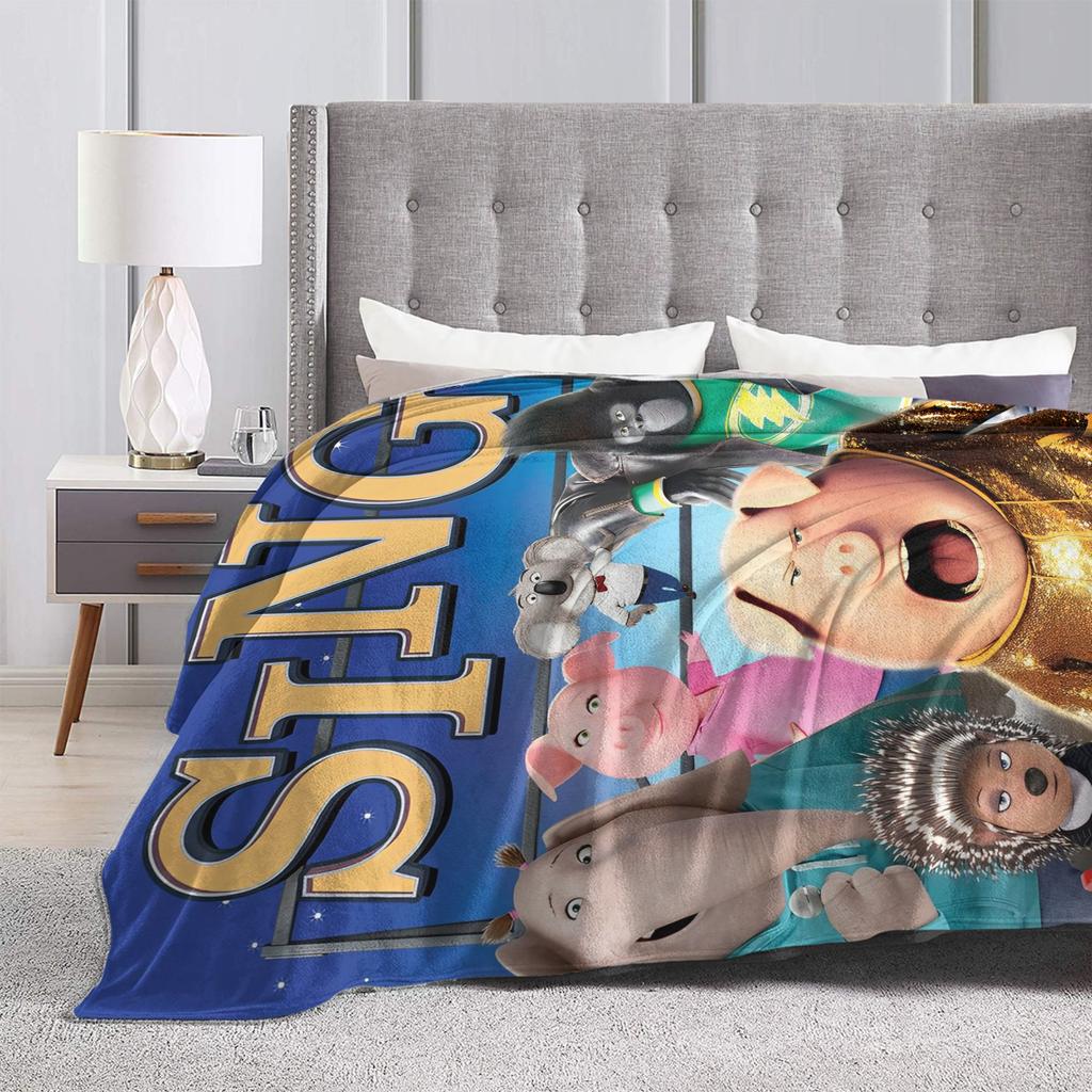 Soft Warm Blankets Airplane Travel Sing 2 Movie All Characters Throw Blanket Bedspread For Living Room Funny Sofa Bed Cover