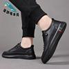 2025 spring new men's shoes genuine leather breathable versatile Korean version trendy thick-soled soft-faced shoes