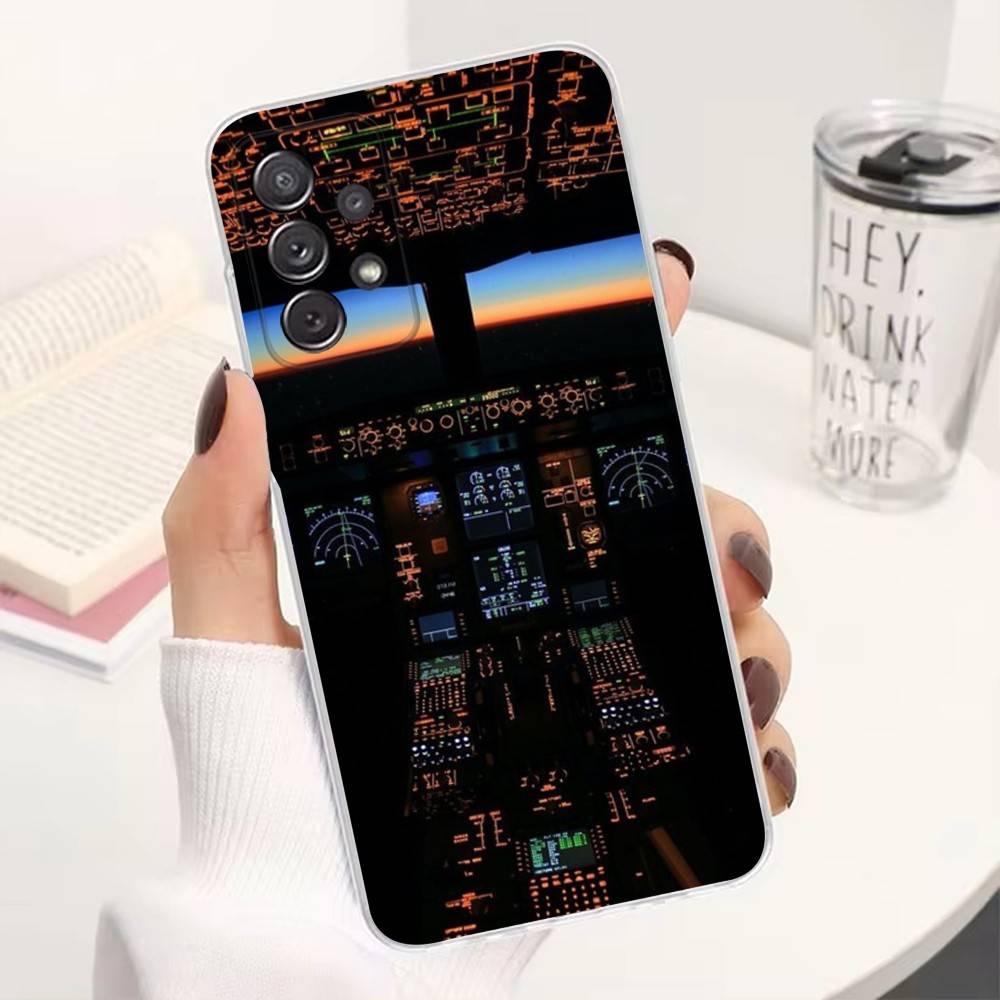 Airplane Instrument For Samsung A30,71,51,S9,10,20,Ultra,S22,23,21,PIus,FE,Lite,Transparent, Silicone Case